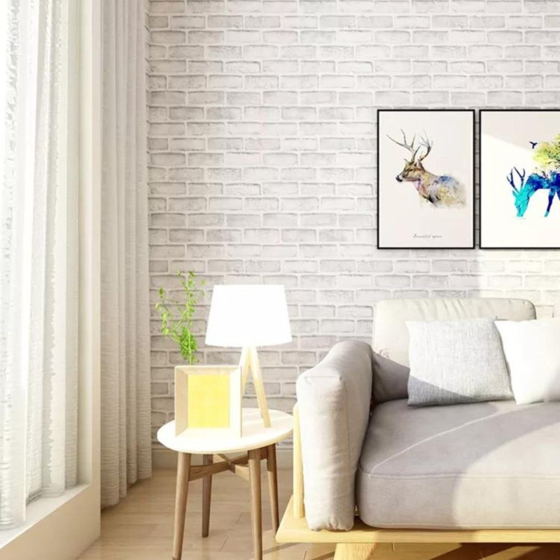 practicalWs 17.5''Ã—236.2'' White/Gray Brick Pattern Wallpaper Self-Adhesive 3D Effect Wall Paper Peel and Stick Removable Vinyl Film for Home Decoration, Cover Furniture, Christmas Wall Decoration - Image 4